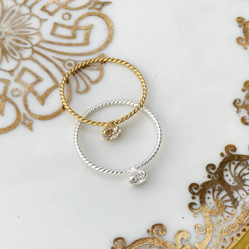 PORTOFINO TWISTED RING CLEAR/SILVER AND GOLD TOGETHER
